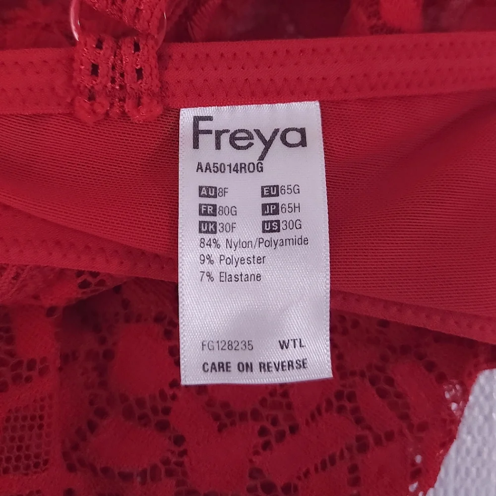 New! FREYA Soiree Longline Lace Underwire Bra 30G Rouge Red Bralette - Picture 7 of 7